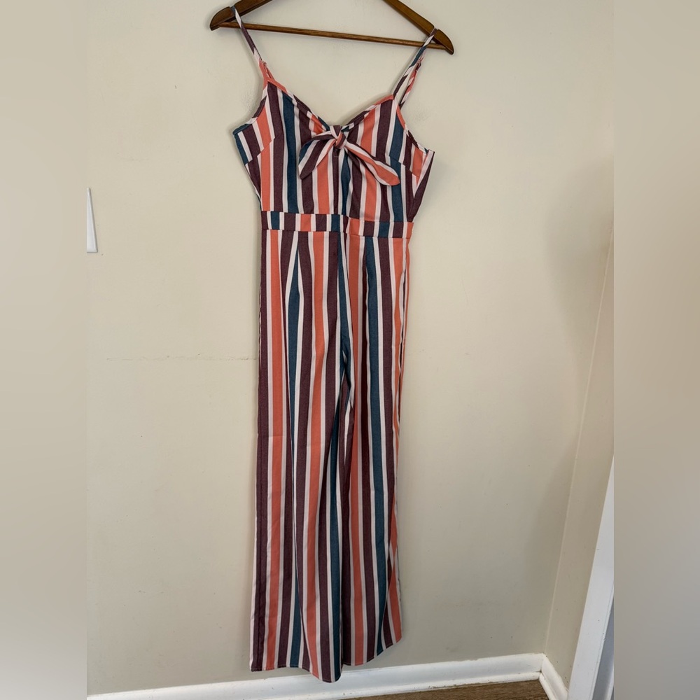 Romeo + Juliette Couture contemporary colorful striped jumpsuit Size Medium